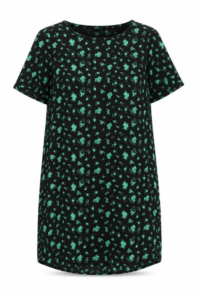 Zizzi Women's Black Floral Shift Dress Size M Short Sleeve