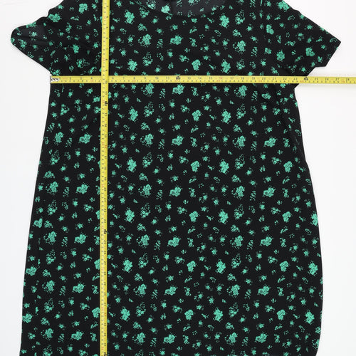 Zizzi Women's Black Floral Shift Dress Size M Short Sleeve