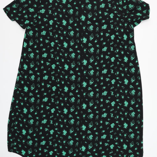 Zizzi Women's Black Floral Shift Dress Size M Short Sleeve