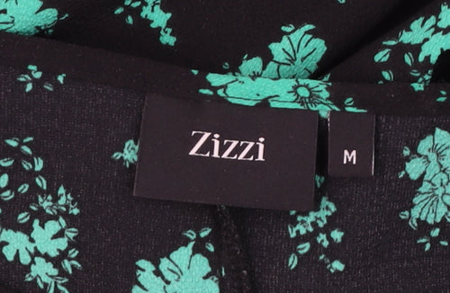 Zizzi Women's Black Floral Shift Dress Size M Short Sleeve