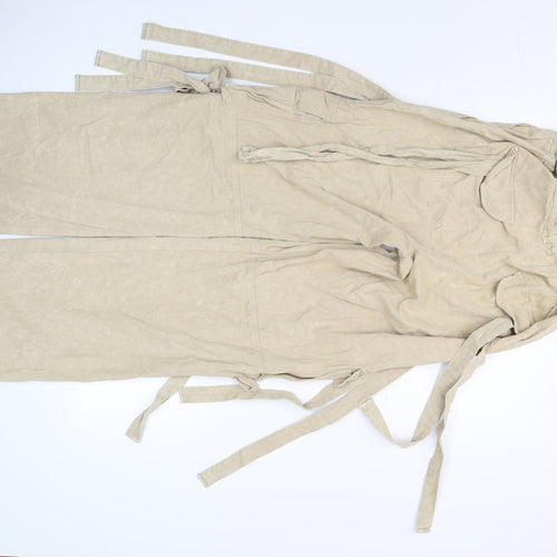Mars the Label Womens Beige Cargo Wide Leg Cotton Trousers Size S