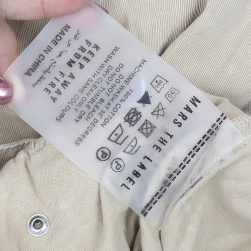 Mars the Label Womens Beige Cargo Wide Leg Cotton Trousers Size S
