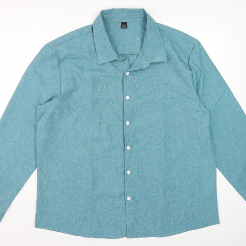 Manfinity Men's Blue 3XL Regular Fit Long Sleeve Dress Shirt