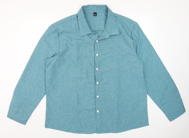 Manfinity Men's Blue 3XL Regular Fit Long Sleeve Dress Shirt