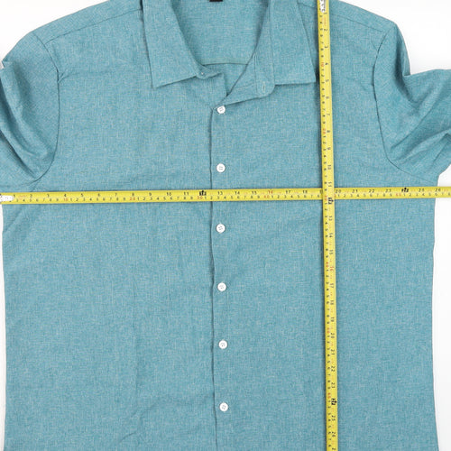 Manfinity Men's Blue 3XL Regular Fit Long Sleeve Dress Shirt