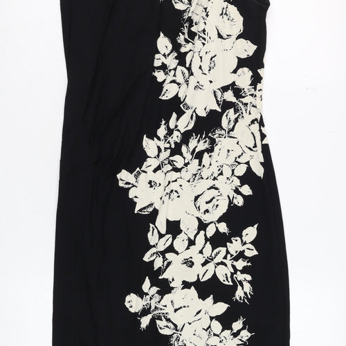 Precis Black Floral Sheath Dress Women Size 8 Sleeveless Stretch