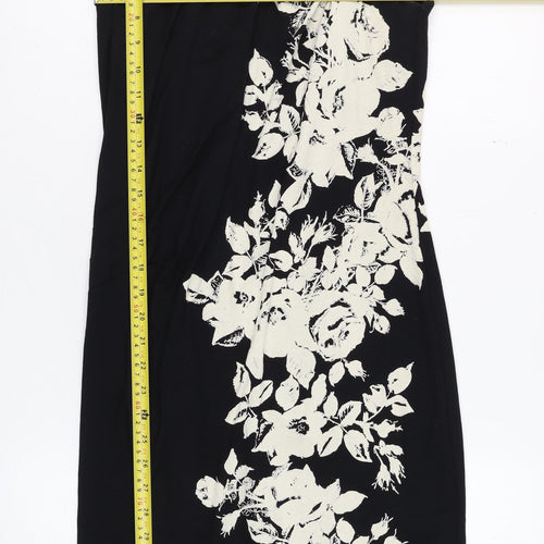 Precis Black Floral Sheath Dress Women Size 8 Sleeveless Stretch
