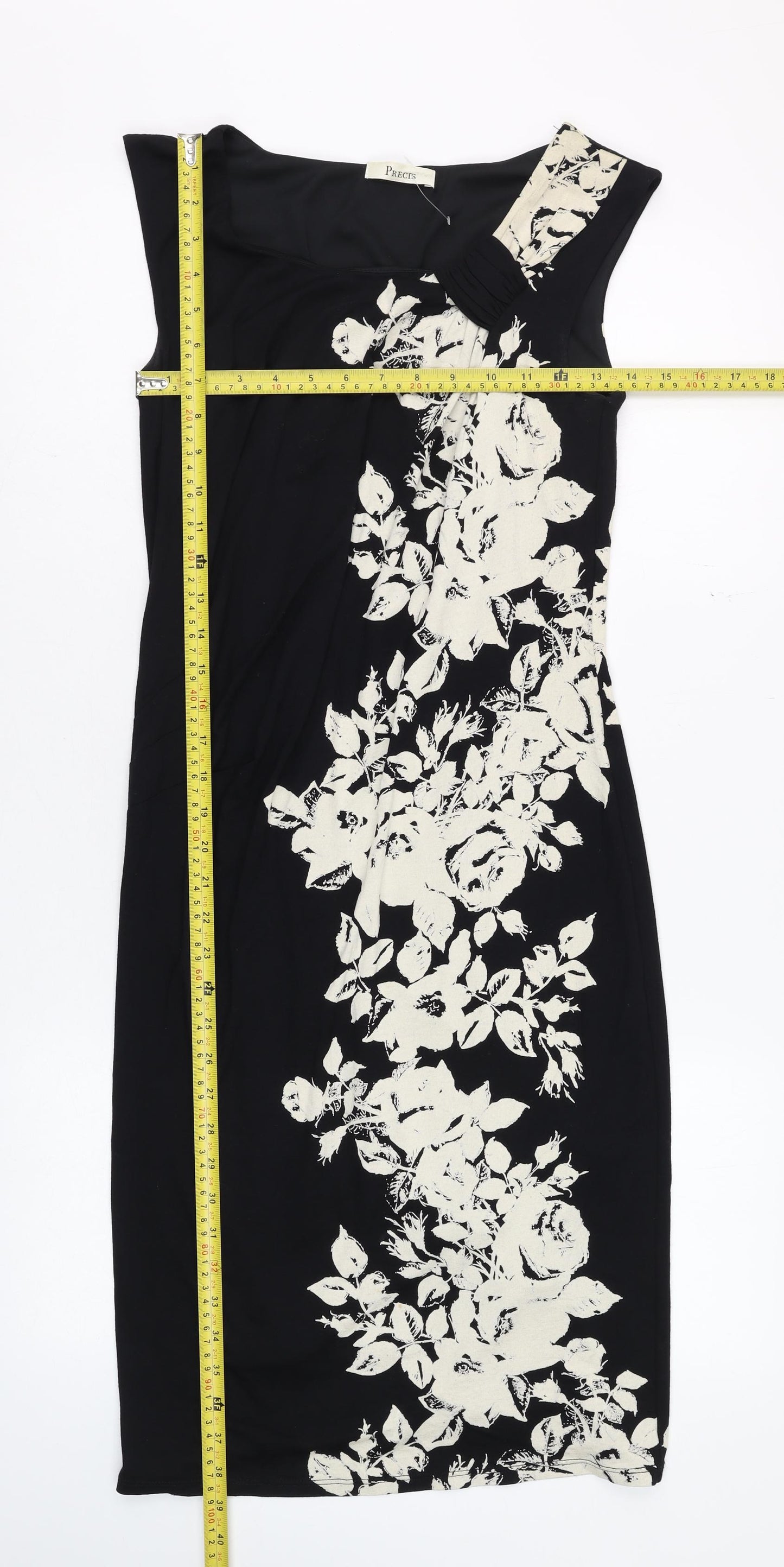 Precis Black Floral Sheath Dress Women Size 8 Sleeveless Stretch
