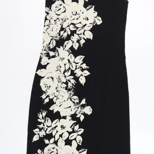 Precis Black Floral Sheath Dress Women Size 8 Sleeveless Stretch