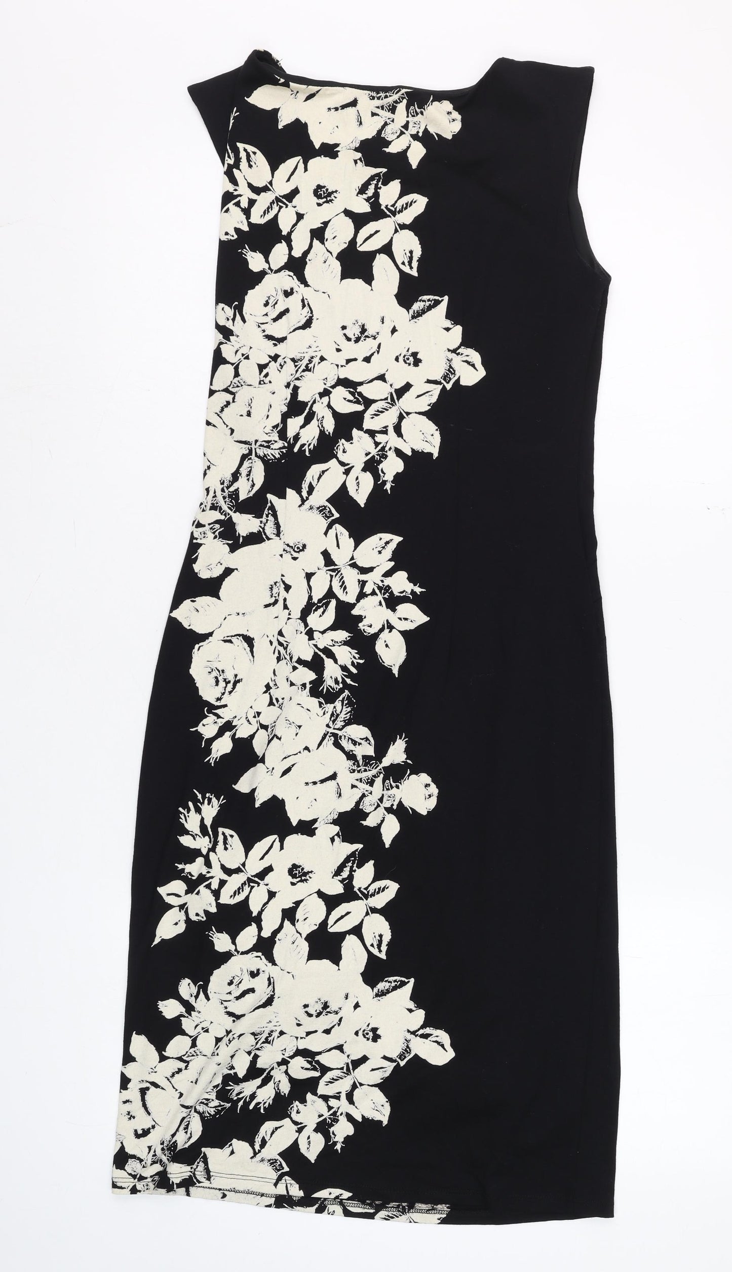 Precis Black Floral Sheath Dress Women Size 8 Sleeveless Stretch