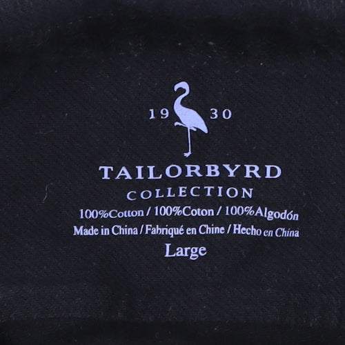 TailorByrd Men's Navy Blue Cotton Long Sleeve Button-Up Shirt Size L