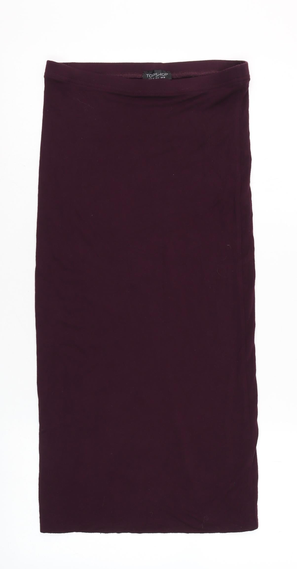 Topshop Women’s Purple Midi Pencil Skirt Size 10 Stretch Jersey