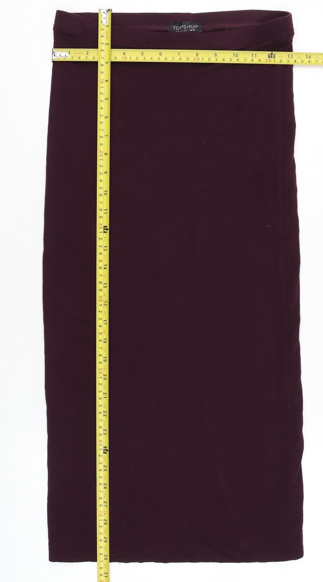 Topshop Women’s Purple Midi Pencil Skirt Size 10 Stretch Jersey