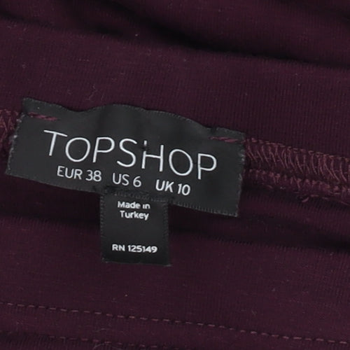 Topshop Women’s Purple Midi Pencil Skirt Size 10 Stretch Jersey