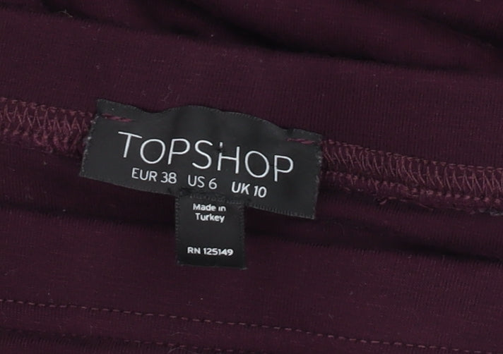 Topshop Women’s Purple Midi Pencil Skirt Size 10 Stretch Jersey