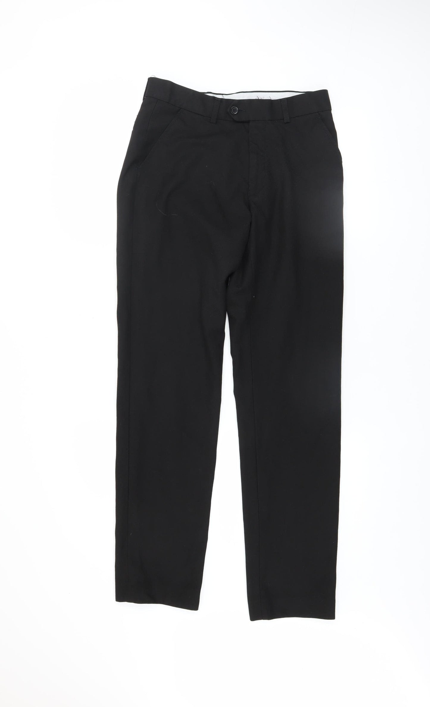 1880 Club Men's Black Regular Fit Polyester Viscose Formal Trousers 30YL