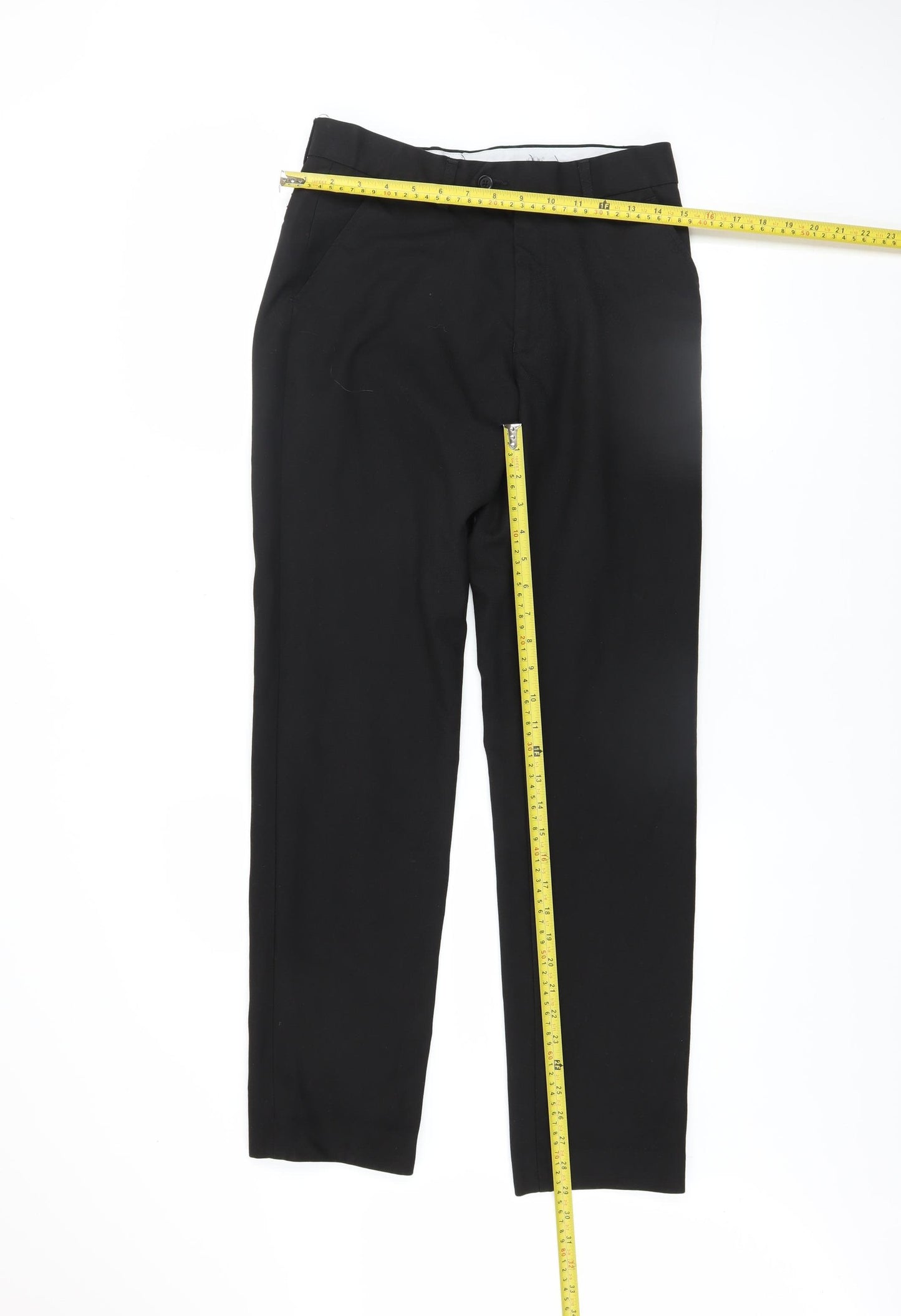 1880 Club Men's Black Regular Fit Polyester Viscose Formal Trousers 30YL