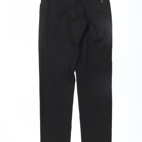 1880 Club Men's Black Regular Fit Polyester Viscose Formal Trousers 30YL