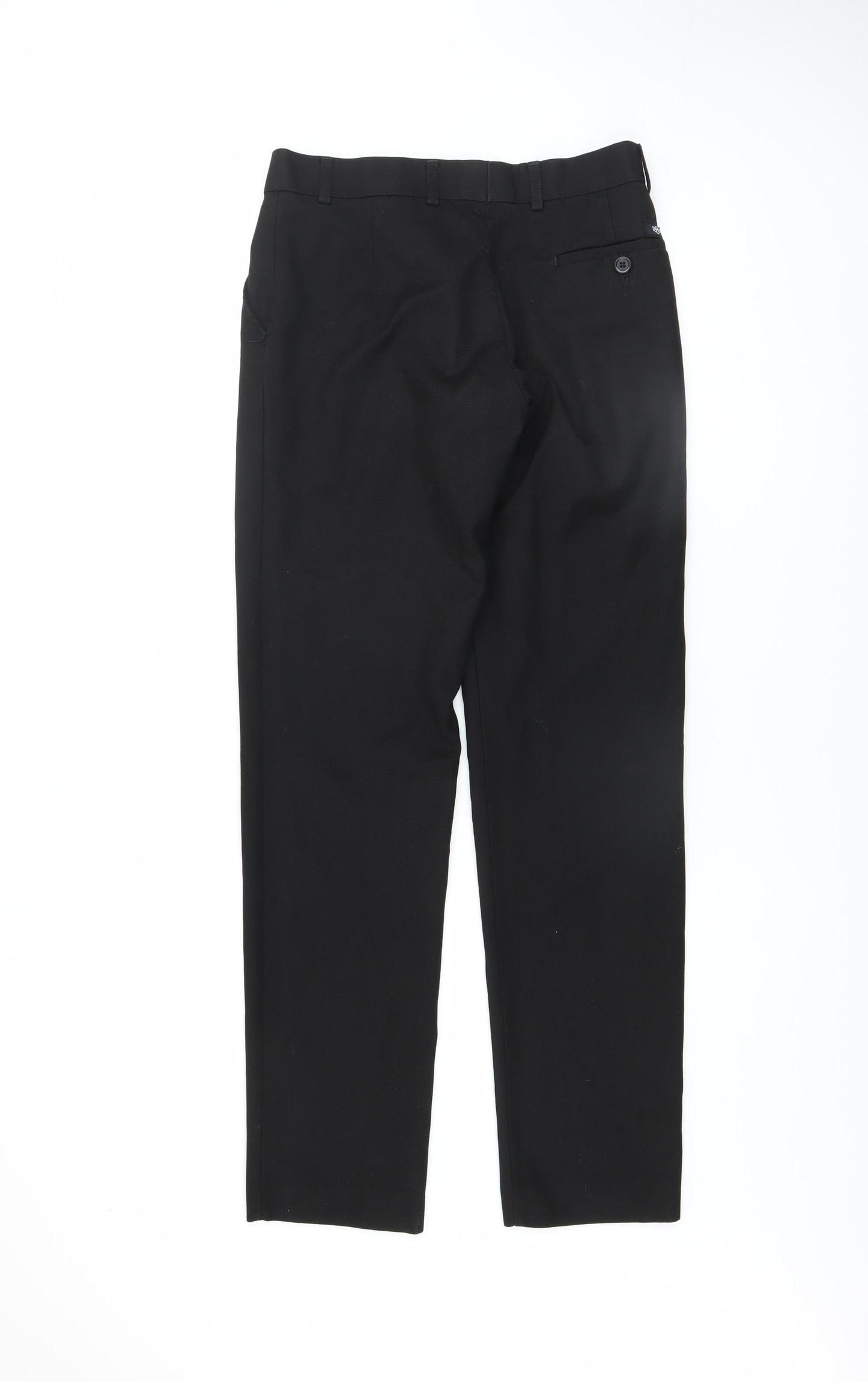 1880 Club Men's Black Regular Fit Polyester Viscose Formal Trousers 30YL