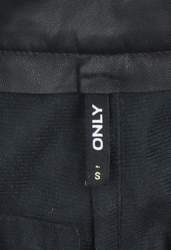 ONLY Women's Black Faux Leather Chino Shorts Size S High Rise