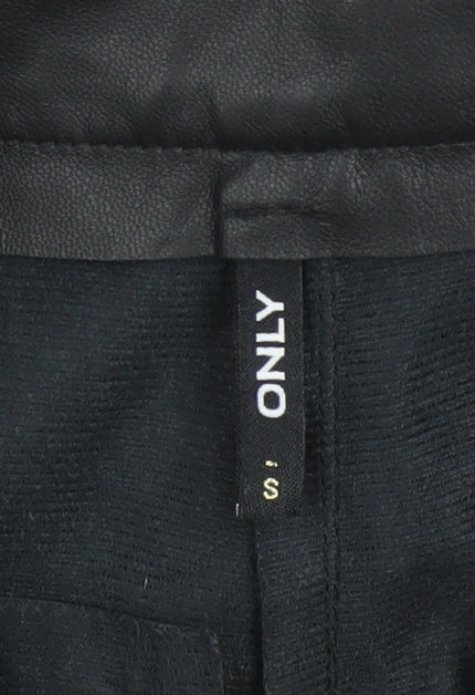 ONLY Women's Black Faux Leather Chino Shorts Size S High Rise