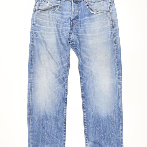 G-Star Men’s Blue Straight Fit Jeans Size 34W 30L Light Wash Denim