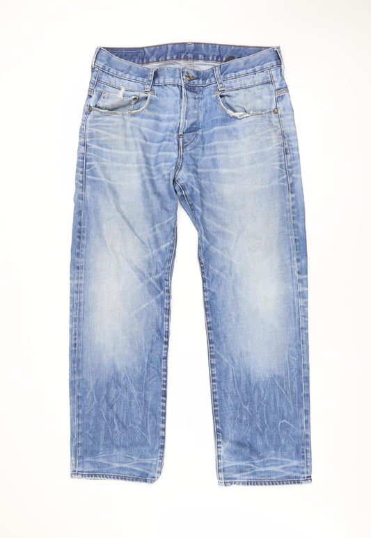 G-Star Men’s Blue Straight Fit Jeans Size 34W 30L Light Wash Denim