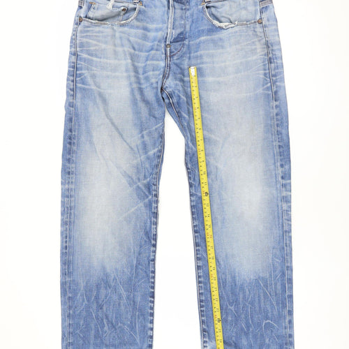 G-Star Men’s Blue Straight Fit Jeans Size 34W 30L Light Wash Denim