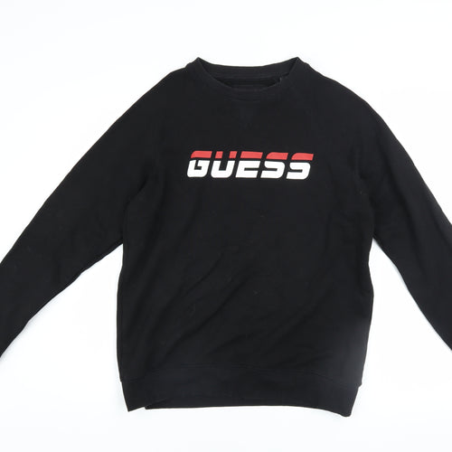 Guess Men’s Black Logo Crew Neck Sweatshirt Medium Regular Fit