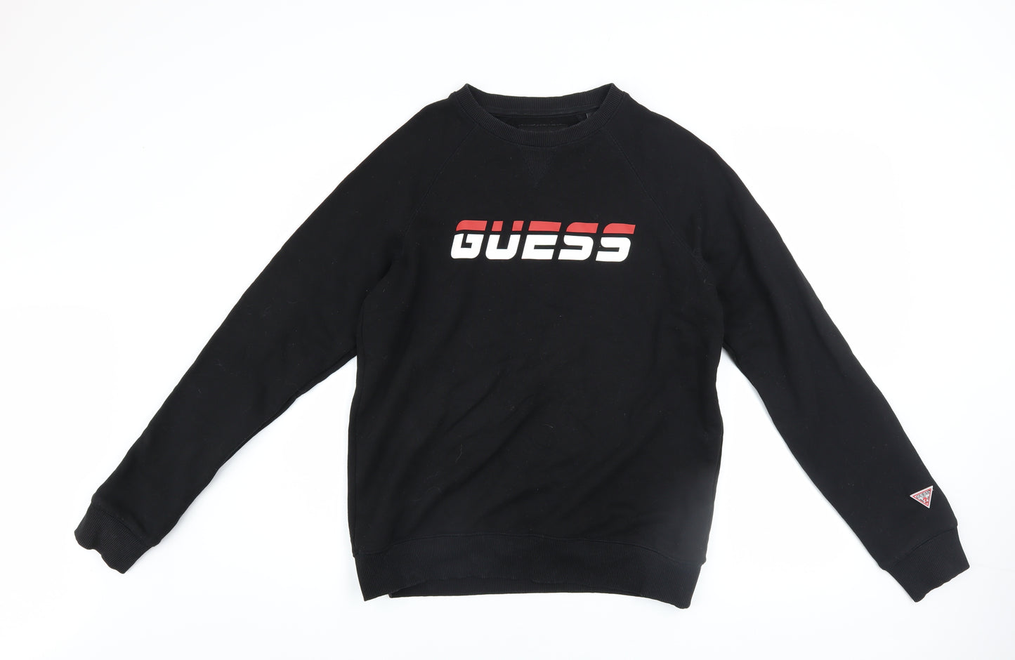Guess Men’s Black Logo Crew Neck Sweatshirt Medium Regular Fit