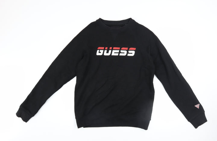 Guess Men’s Black Logo Crew Neck Sweatshirt Medium Regular Fit