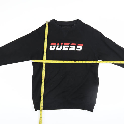 Guess Men’s Black Logo Crew Neck Sweatshirt Medium Regular Fit