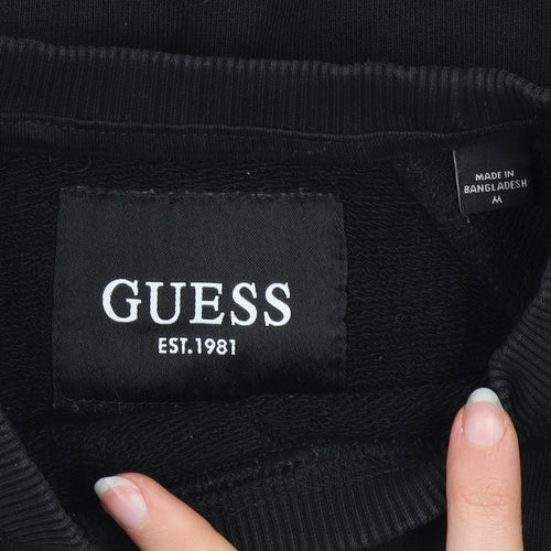 Guess Men’s Black Logo Crew Neck Sweatshirt Medium Regular Fit