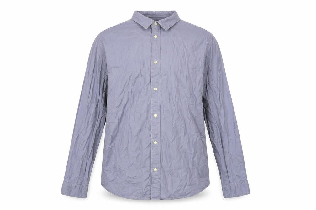 AllSaints Men's Grey Long Sleeve Button-Up Cotton Shirt Size L