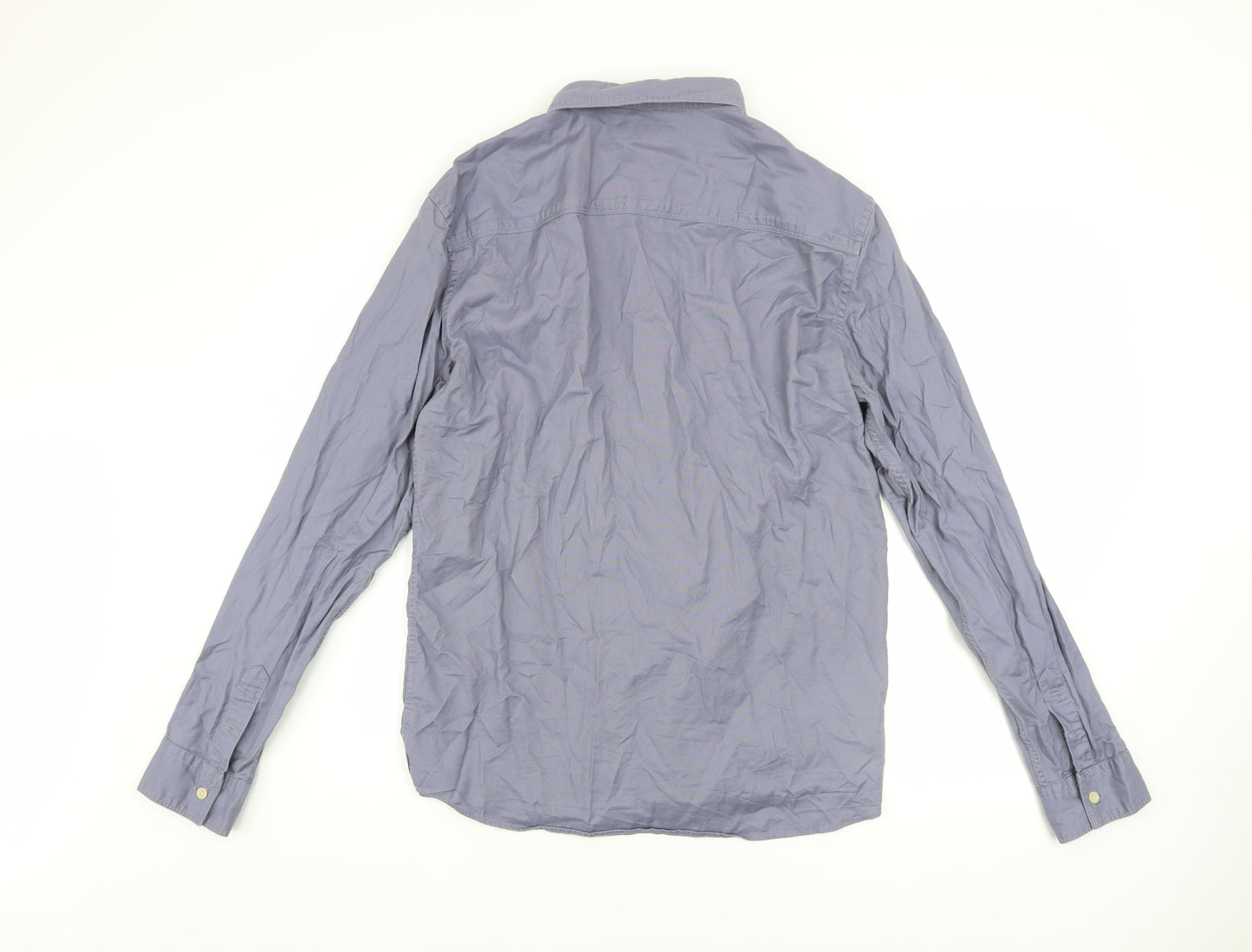 AllSaints Men's Grey Long Sleeve Button-Up Cotton Shirt Size L