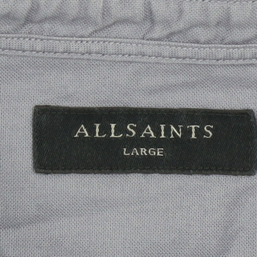AllSaints Men's Grey Long Sleeve Button-Up Cotton Shirt Size L