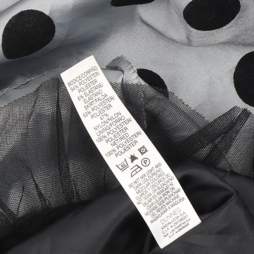 Dunnes Girls Black Polka Dot Long Ball Gown Party Dress Age 9