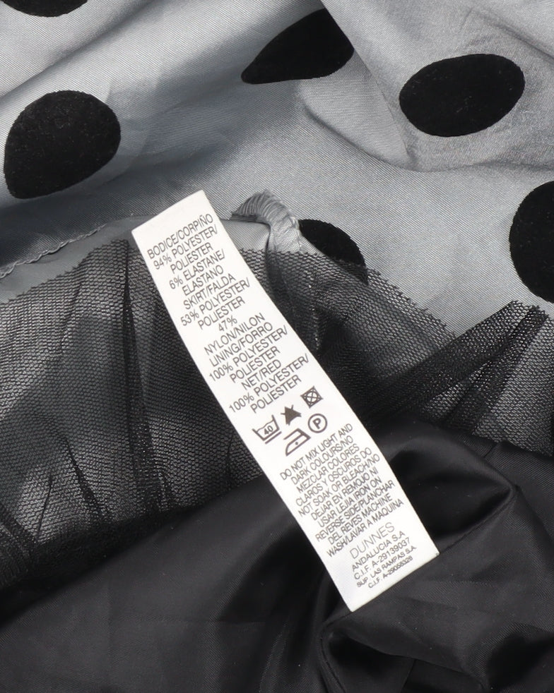 Dunnes Girls Black Polka Dot Long Ball Gown Party Dress Age 9