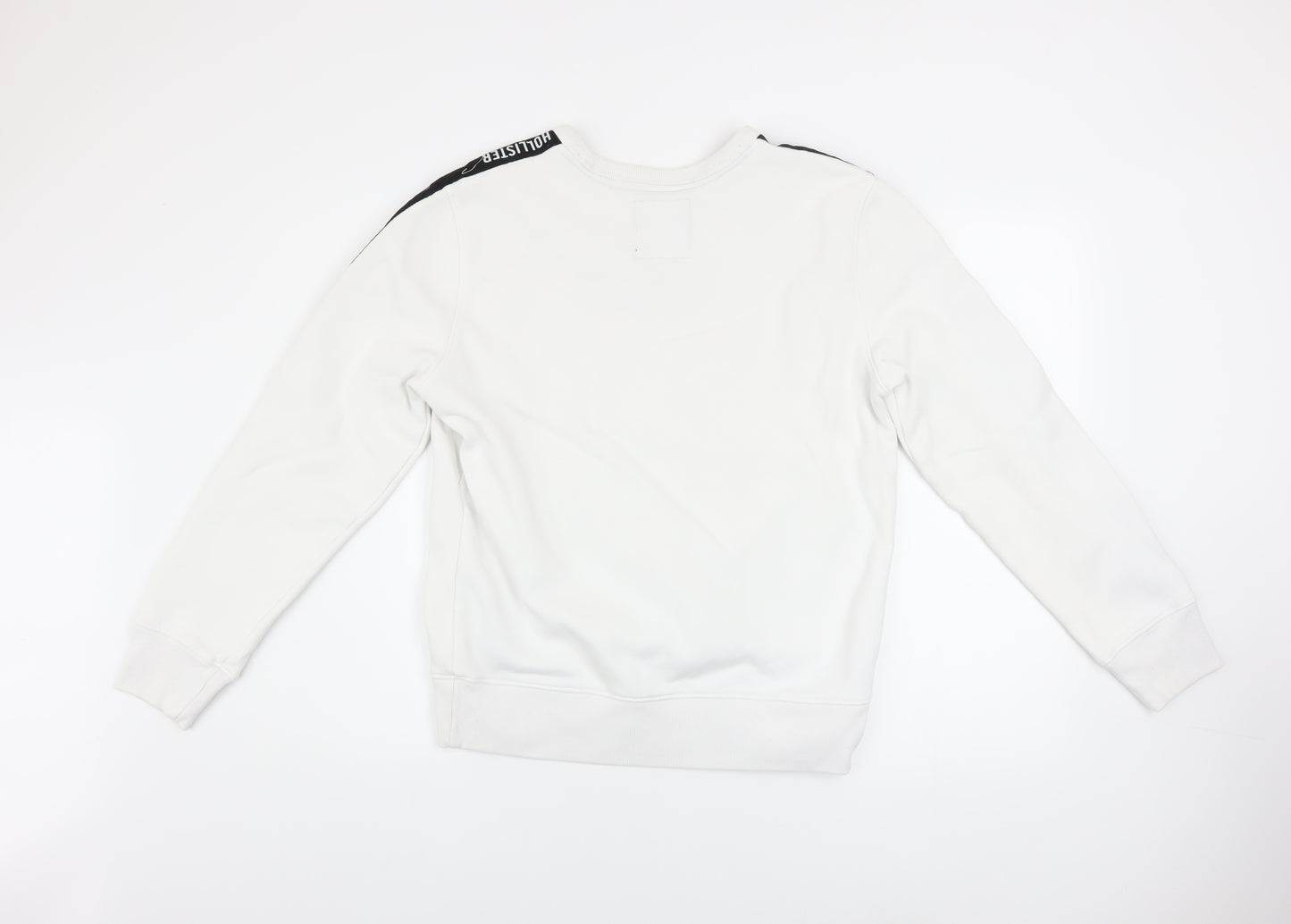 Hollister Mens White Small Pullover Sweatshirt Logo Crew Neck