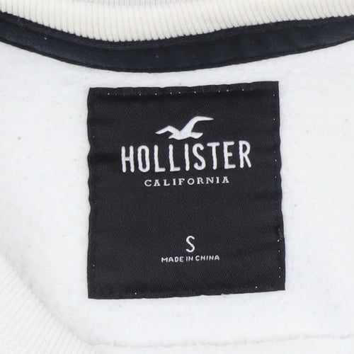 Hollister Mens White Small Pullover Sweatshirt Logo Crew Neck