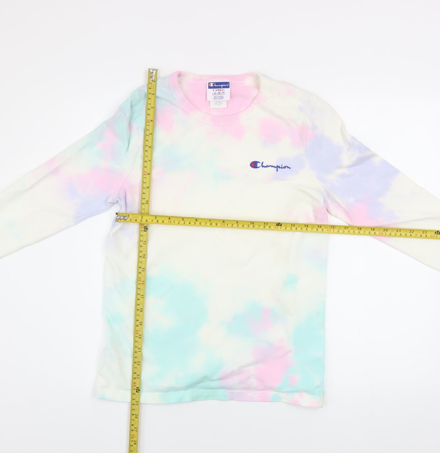 Champion Unisex Multicoloured Tie-Dye XS Long Sleeve Cotton Top