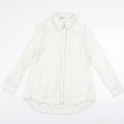 Lily Women’s White Long Sleeve Lyocell Button-Up Shirt 2XL
