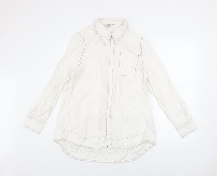 Lily Women’s White Long Sleeve Lyocell Button-Up Shirt 2XL