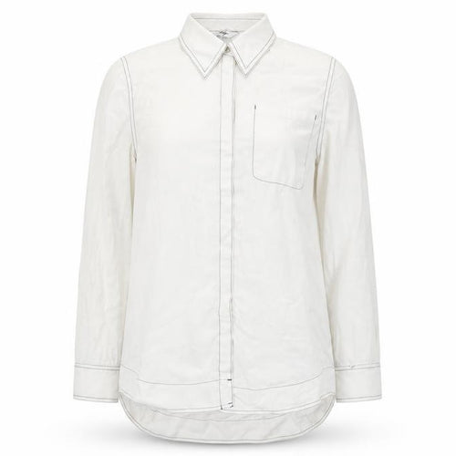 Lily Women’s White Long Sleeve Lyocell Button-Up Shirt 2XL