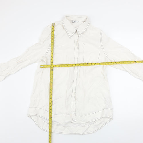 Lily Women’s White Long Sleeve Lyocell Button-Up Shirt 2XL