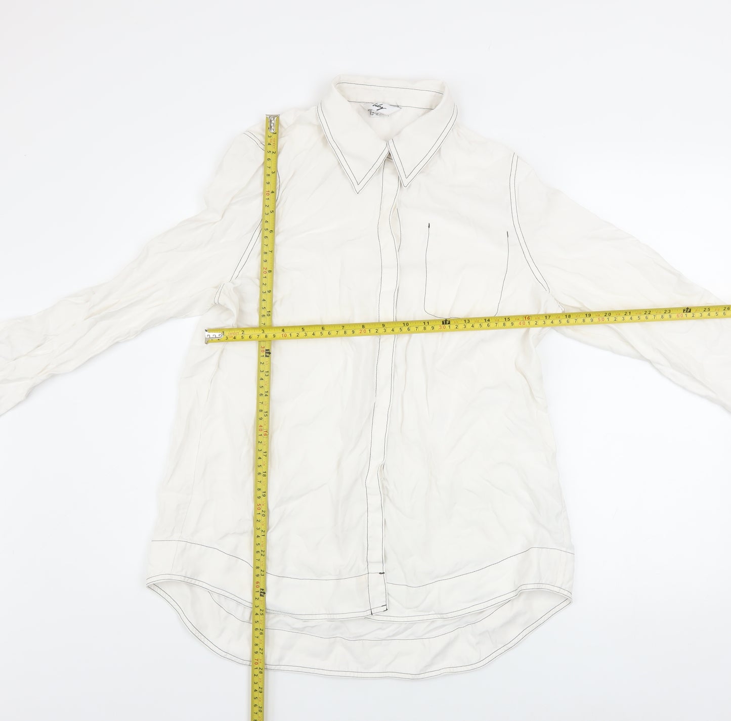 Lily Women’s White Long Sleeve Lyocell Button-Up Shirt 2XL