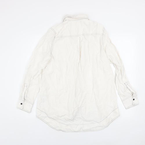 Lily Women’s White Long Sleeve Lyocell Button-Up Shirt 2XL