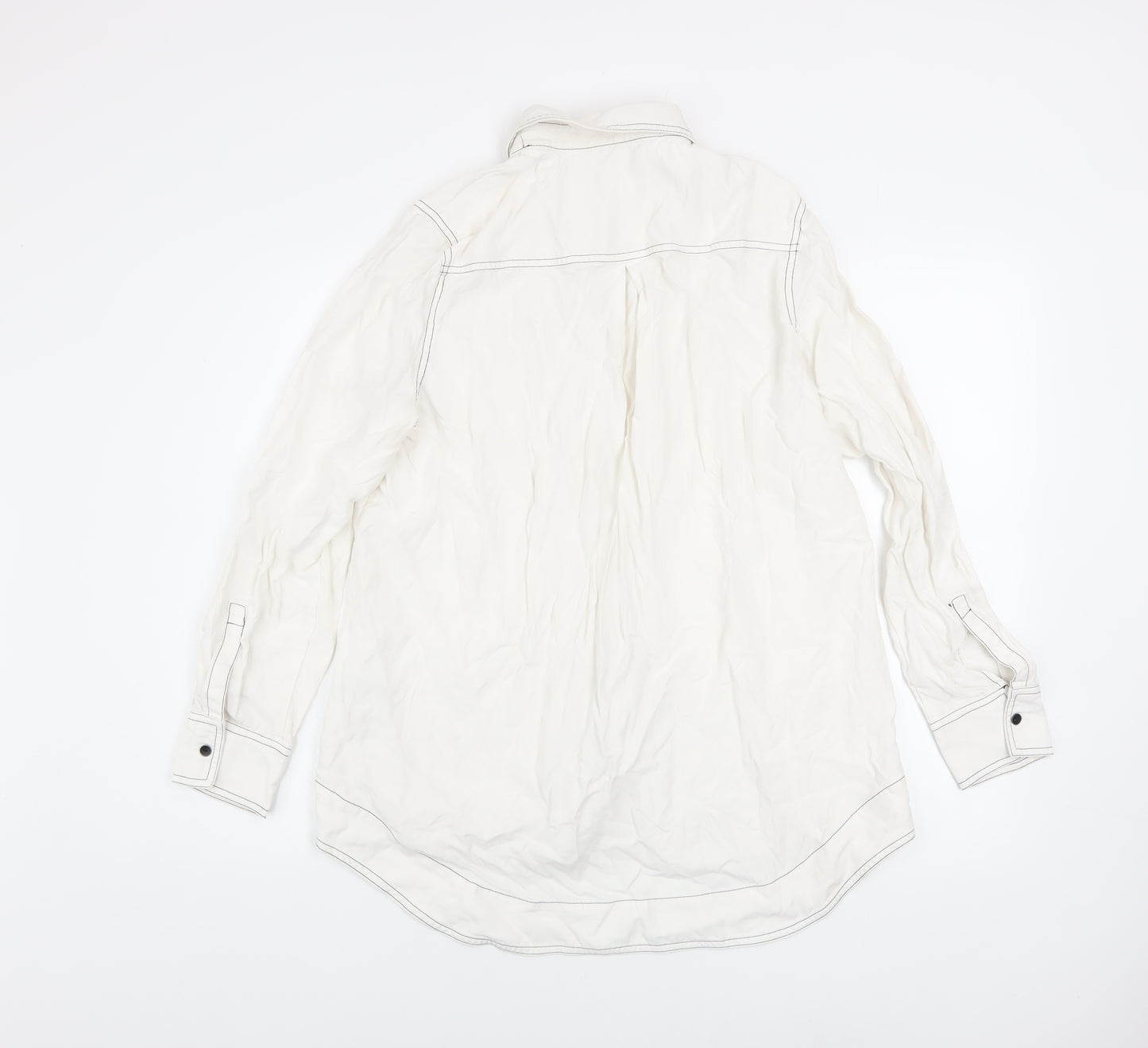 Lily Women’s White Long Sleeve Lyocell Button-Up Shirt 2XL