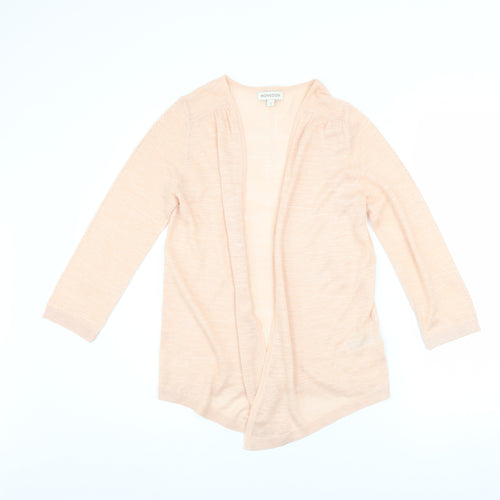 Monsoon Womens Beige Knit Open Cardigan S 3/4 Sleeve Acrylic Linen