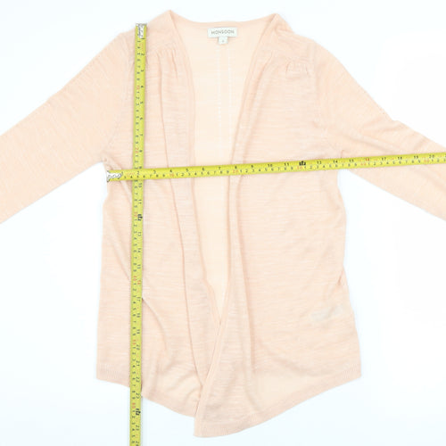 Monsoon Womens Beige Knit Open Cardigan S 3/4 Sleeve Acrylic Linen